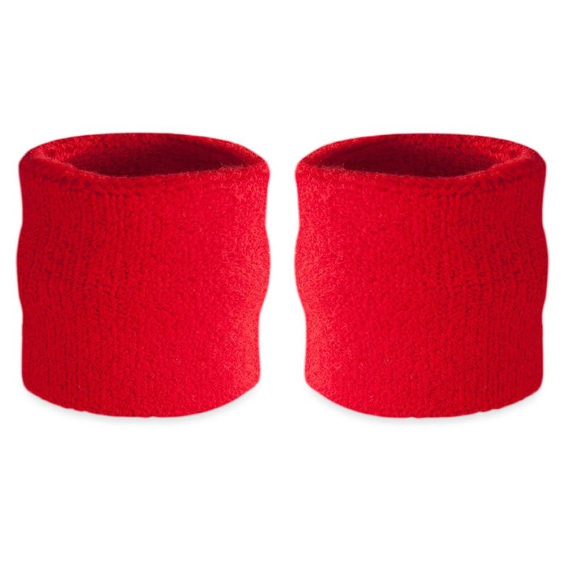 Suddora Wrist Sweatbands, Absorbent and Breathable Thick Cotton Bands for Working Out, Gymnastics, Basketball, Tennis, and Football, Multiuse Wristbands for Costumes and Cosplay (Pair) (Red) - Image 4