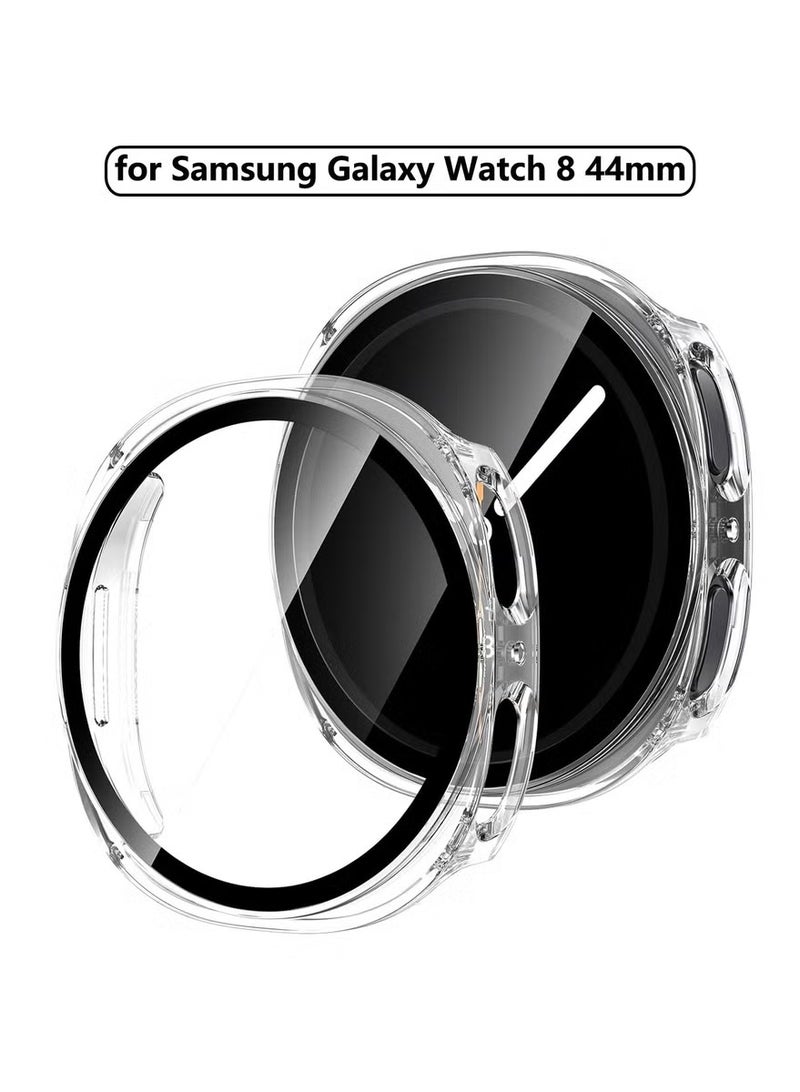 ChicVibe Case for Samsung Galaxy Watch 8 2025 44mm, PC Shell+Tempered Glass Integrated Design, Anti Fall and Scratch Resistant, High-Definition and Transparent, Built-in 9H Tempered Glass Film, Hard PC, Easy to Install, Cover for Samsung Galaxy Watch 8 2025 44mm, Clear - Image 1