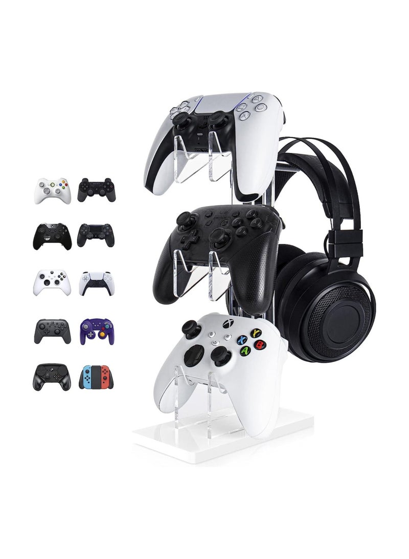 كابتن تيك Universal 3 Tier Controller Holder and Headset Stand for PS5 PS4 Xbox ONE Switch STEAM, Controller Stand Gaming Accessories, Build Your Game Fortresses (White) - Image 1