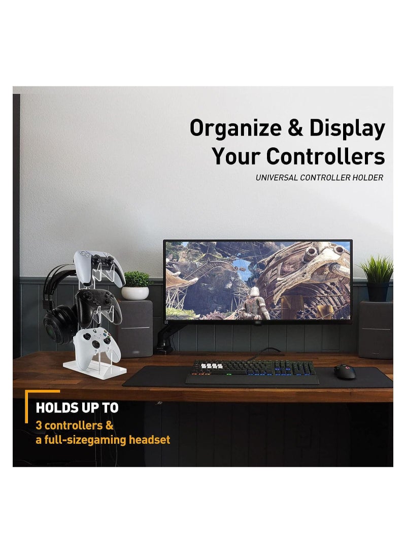 كابتن تيك Universal 3 Tier Controller Holder and Headset Stand for PS5 PS4 Xbox ONE Switch STEAM, Controller Stand Gaming Accessories, Build Your Game Fortresses (White) - Image 4