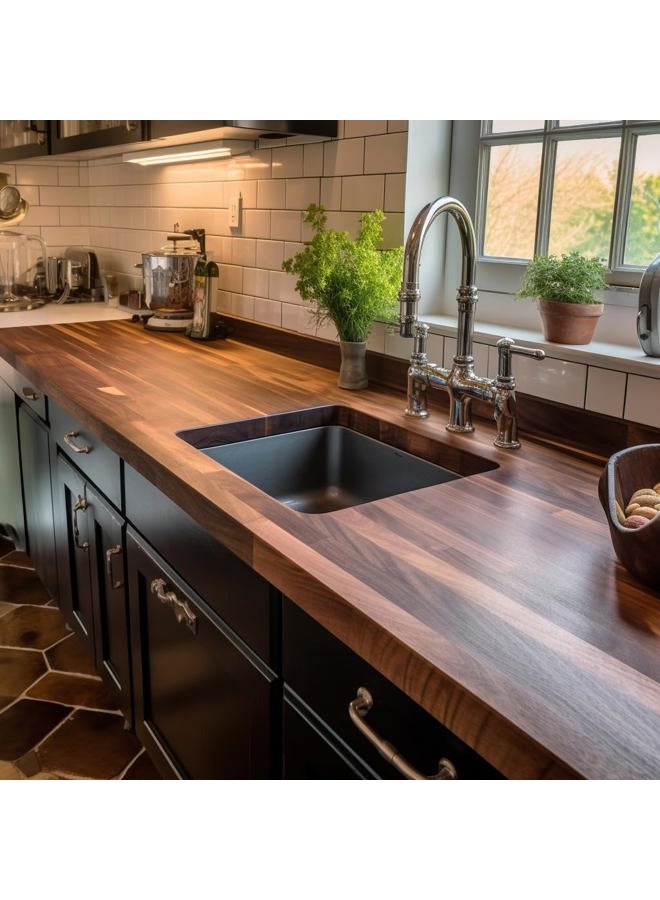 CONSDAN Walnut Wood Backsplash, 25x4x3/4 inches, USA-Grown Solid Hardwood, Pre-Sanded & Pre-Finished, Ready to Use, Ideal for Pairing with CONSDAN Butcher Block Countertop - Image 2