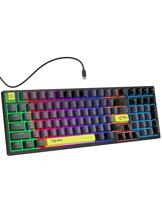 onikuma G38 Mechanical Keyboard Computer Office Game Wired Brown Switchs 98 Key Keyboard - Image 1