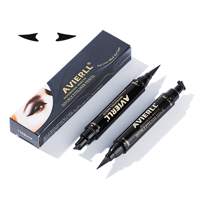 AVIERLL Winged Eyeliner Stamp-2 Pens, Smudge Proof Waterproof Long Lasting quick flick wingliner, Vamp Style Wing Eye Liner Pen Black (Left and Right) - Image 1