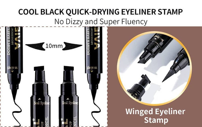 AVIERLL Winged Eyeliner Stamp-2 Pens, Smudge Proof Waterproof Long Lasting quick flick wingliner, Vamp Style Wing Eye Liner Pen Black (Left and Right) - Image 5