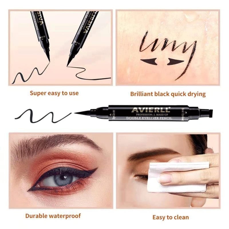 AVIERLL Winged Eyeliner Stamp-2 Pens, Smudge Proof Waterproof Long Lasting quick flick wingliner, Vamp Style Wing Eye Liner Pen Black (Left and Right) - Image 3