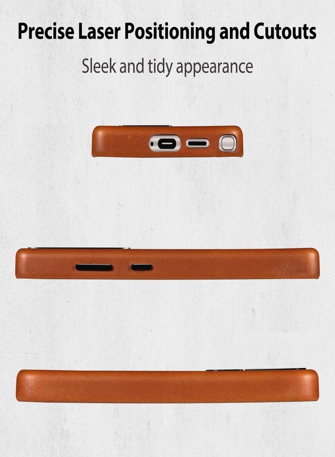 Belemay Leather Case for Samsung Galaxy S25 Ultra Compatible with MagSafe, Premium Full-Grain Vegetable-Tanned Leather, Rich Patina, Secure Grip, Metal Buttons, Smooth & Luxury Cover, Saddle Brown - Image 3