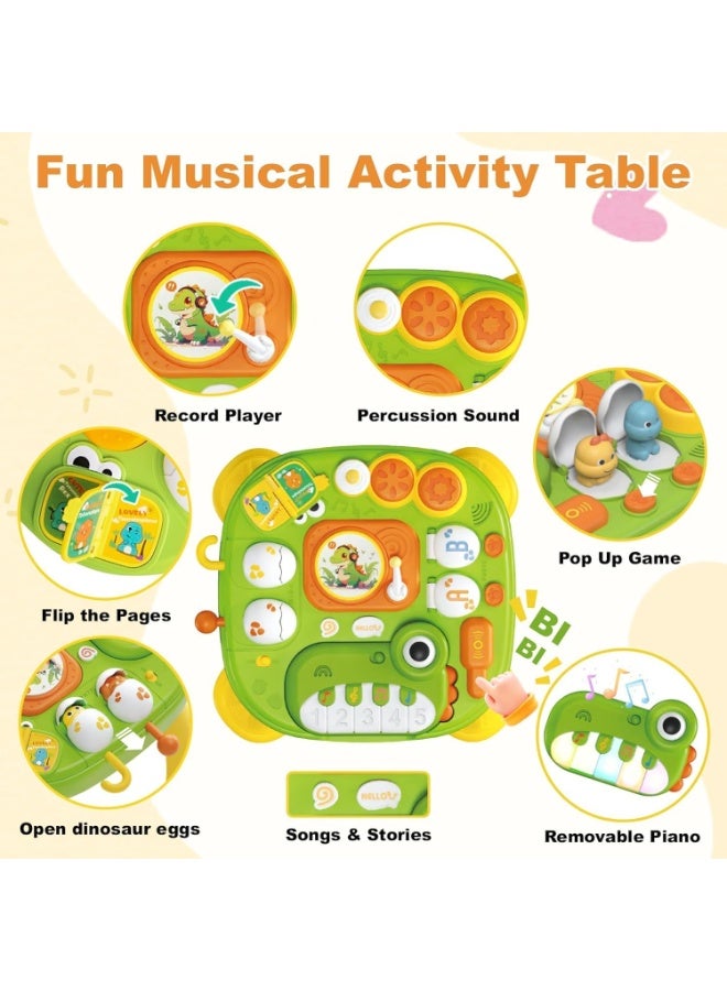 Baby Activity Table Toys for 6-12 Months, Dinosaur Learning Table Musical Toys, Educational Baby Activity Center, Standing Play Table for Toddlers 1 2 3 Year Old - Image 3
