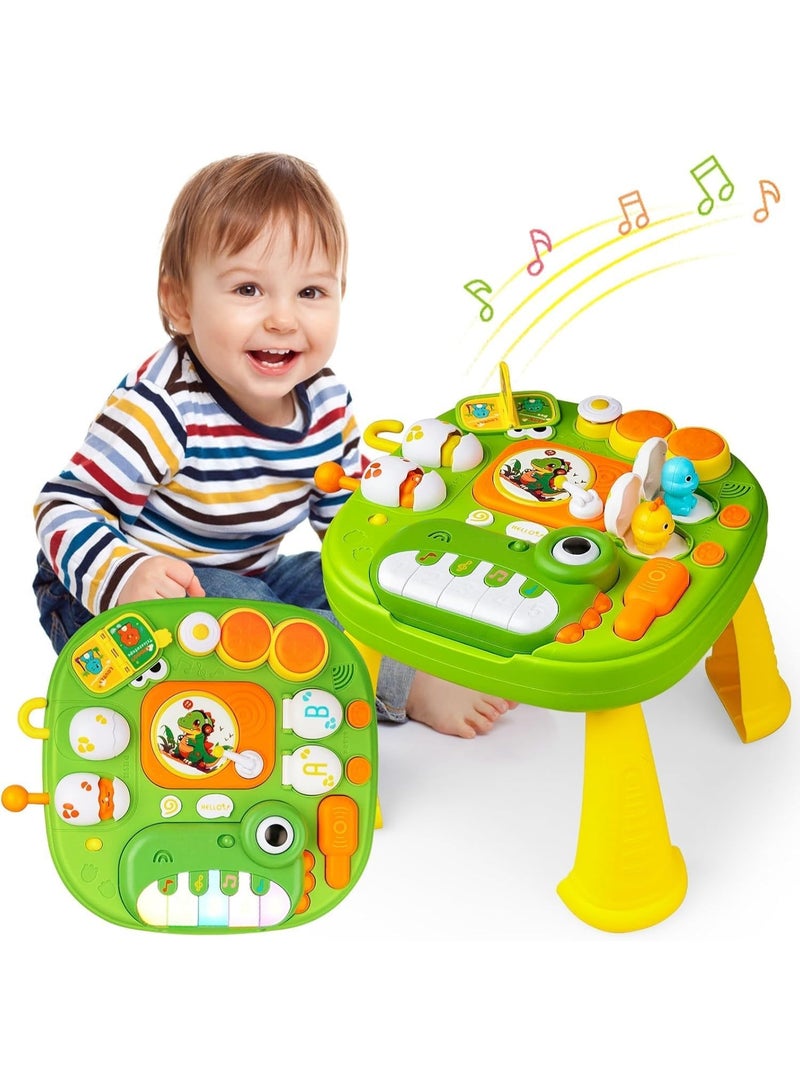 Baby Activity Table Toys for 6-12 Months, Dinosaur Learning Table Musical Toys, Educational Baby Activity Center, Standing Play Table for Toddlers 1 2 3 Year Old - Image 1