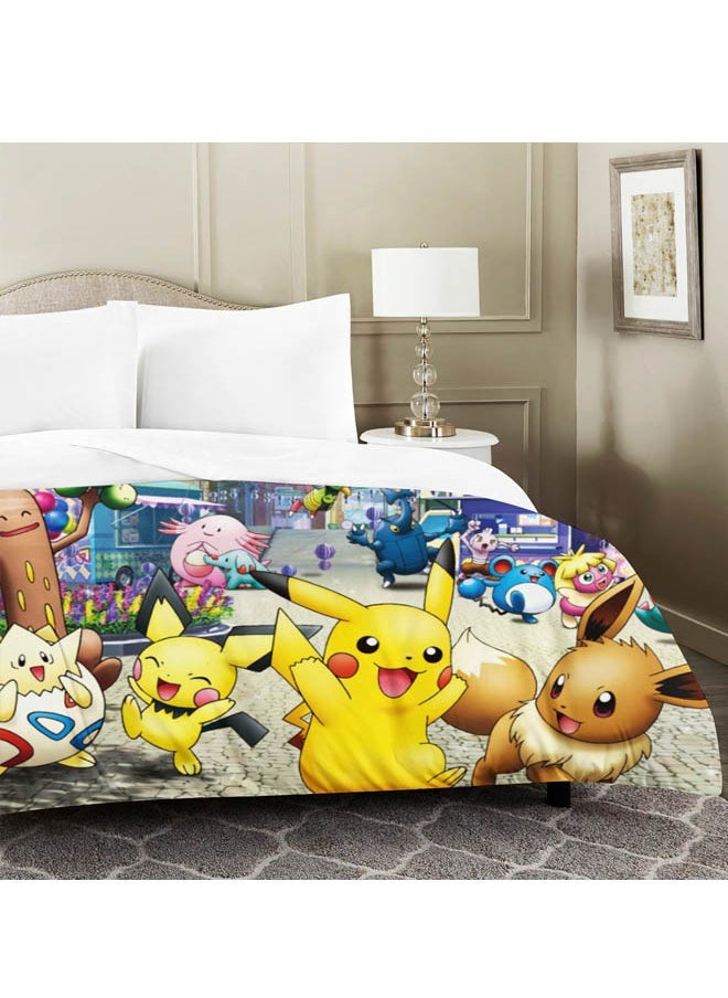 Generic Cartoon Pokémon Pikachu pattern bedding three-piece set of soft microfiber polyester sheets including cover and two pillowcases (size 150cmX200cm)  - Image 3