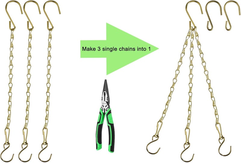 Sersberg Chain for Hanging Plants,11 Inch Gold Hanging Chain, Small Basket Chain Kits with Hooks for Bird Feeder Planter Porch Wind Chime (Gold, 11 Inch-6PCS) - Image 5