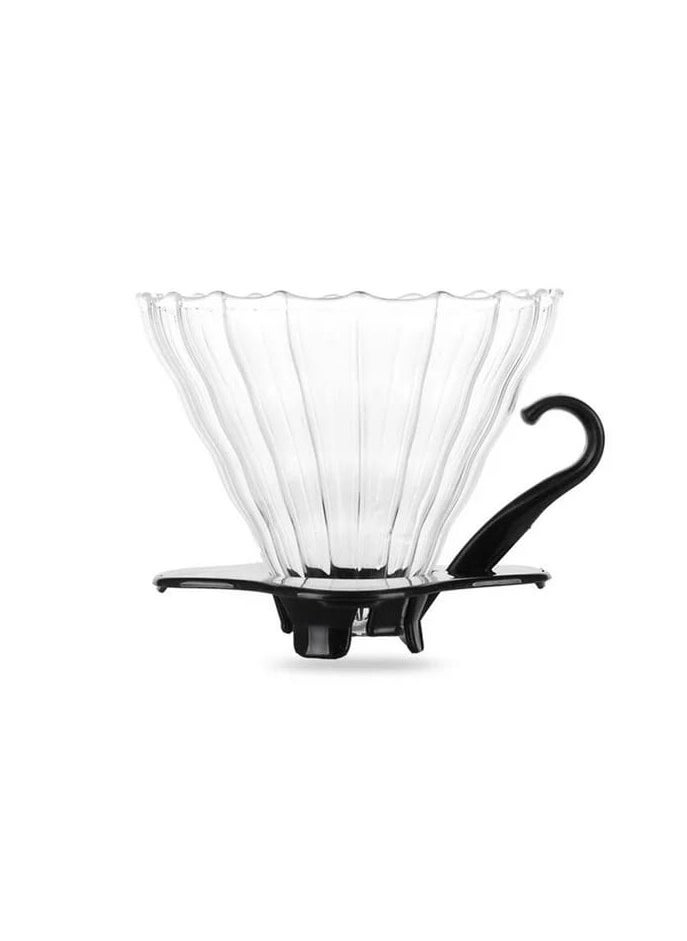 Generic Liying V02 Glass Coffee Dripper Pour Over Coffee Maker with Plastic Stand, V60 Filter for 1-2 Cups Slow Brewing Accessories for Home Cafe Restaurants Coffee (Black) Big  - Image 2