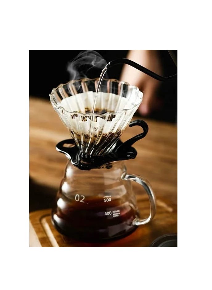 Generic Liying V02 Glass Coffee Dripper Pour Over Coffee Maker with Plastic Stand, V60 Filter for 1-2 Cups Slow Brewing Accessories for Home Cafe Restaurants Coffee (Black) Big  - Image 5