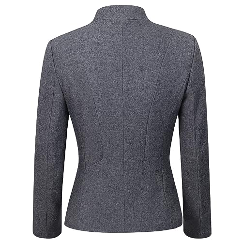 YUNCLOS Women's Elegant Business 2 Piece Office Lady Suit Set Work Blazer Pant Dark Grey - Image 3