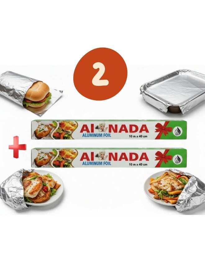Aluminum Foil Roll Buy 1 Get 1 Free 2 Roll × 10 m x 40 cm - Powerful Savings Offer Double Protection for Food - Image 1