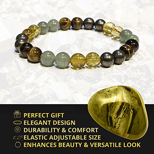 ANAYA AGATE Money Wealth Success Bracelet - Pyrite Green Aventurine Tiger Eye Citrine Bracelet Set for Men Women Healing Calming Anxiety Stress Relief Gifts Pulseras Para Hombres Mujer Stocking Stuffers - Image 2