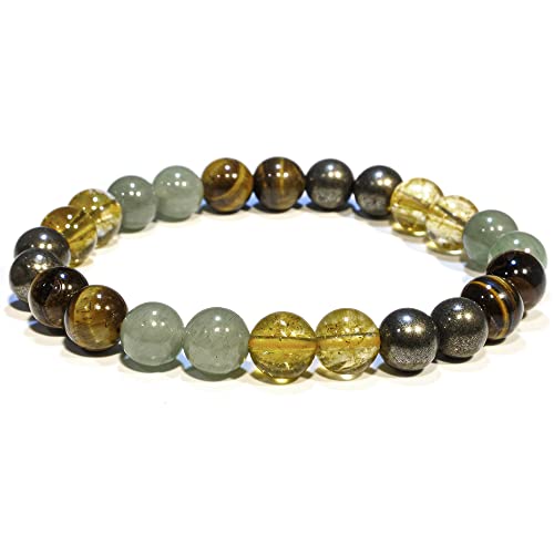 ANAYA AGATE Money Wealth Success Bracelet - Pyrite Green Aventurine Tiger Eye Citrine Bracelet Set for Men Women Healing Calming Anxiety Stress Relief Gifts Pulseras Para Hombres Mujer Stocking Stuffers - Image 1