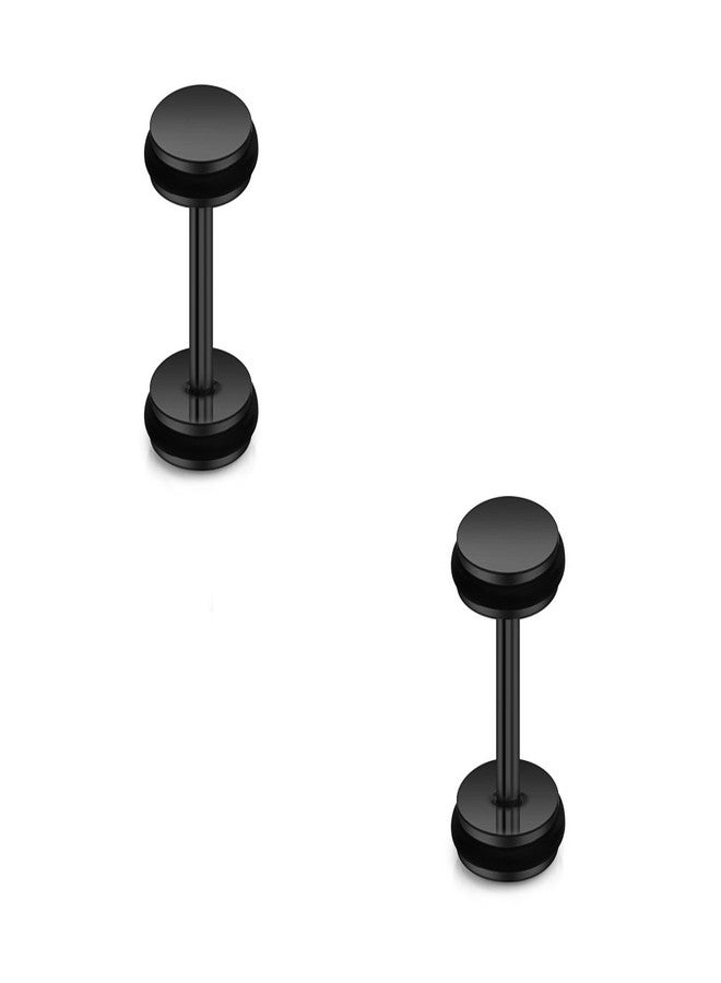 Ruifan 18G Mix Size Stainless Steel Faux Gauges Ear Plugs Tunnel Earrings Stud For Mens Womens 4-10mm 4Pairs - Black - Image 2