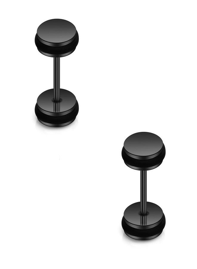 Ruifan 18G Mix Size Stainless Steel Faux Gauges Ear Plugs Tunnel Earrings Stud For Mens Womens 4-10mm 4Pairs - Black - Image 3
