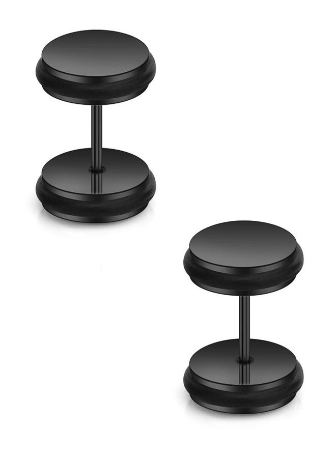 Ruifan 18G Mix Size Stainless Steel Faux Gauges Ear Plugs Tunnel Earrings Stud For Mens Womens 4-10mm 4Pairs - Black - Image 5