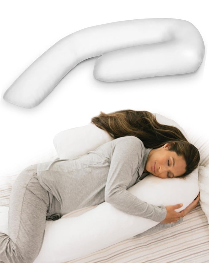THERAPEUTIC FULL LENGTH BODY PILLOW ADJUSTABLE SHREDDED MEMORY FOAM PILLOW FOR SIDE SLEEPERS JSHAPED BODY PILLOW FOR NECK BACK AND HIP SUPPORT REMOVABLE WASHABLE COVER 22X50X6