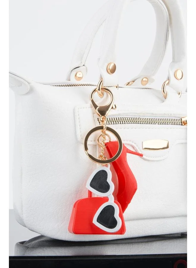 Red Mini Figure 3D Printed Charm Bag Accessory Keychain.