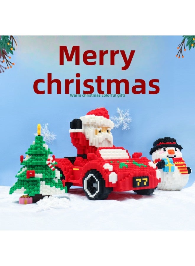 Santa Claus Snowman Educational Creative Cartoon Children's Assembled Toy Gift Miniature Diamond Small Particle Building Blocks-Color:7098 Snowball - Image 3