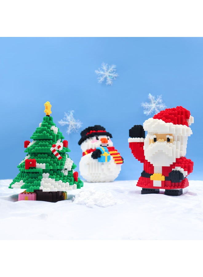 Santa Claus Snowman Educational Creative Cartoon Children's Assembled Toy Gift Miniature Diamond Small Particle Building Blocks-Color:7098 Snowball - Image 4