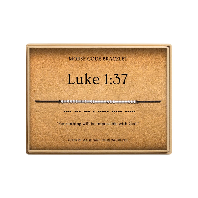 Loved Creations Morse Code Bracelets for Women, Luke 1:37 Christian Bible Verse Bracelets, Scripture S925 Sterling Silver Inspirational Faith Jewelry, Religious Gifts for Women - Image 1