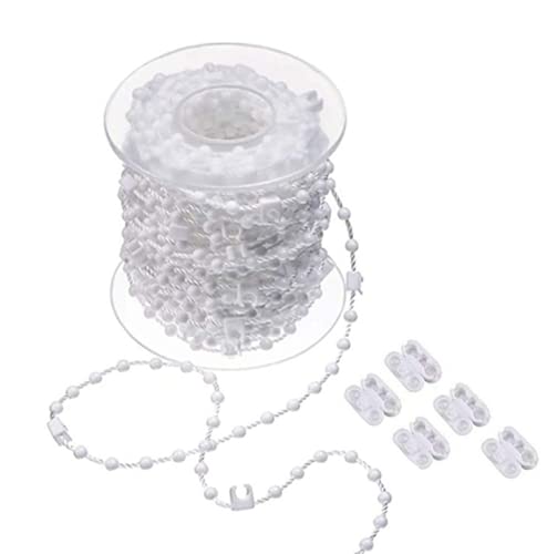 DBOO Vertical Blind Bottom Chain  20 Meter White Vertical Blinds Chain with 5 Pieces Plastic Chain Connectors for 35 Inch 89 mm Slats