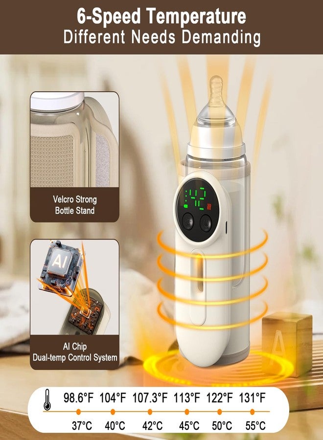 xeamun Portab Bottle Warmer for Travel,Fast Heating,6-Gear Temperature,Keep Warm for 5H,Must for Parents On The Go,Can Keep Warm While Feeding - Image 3