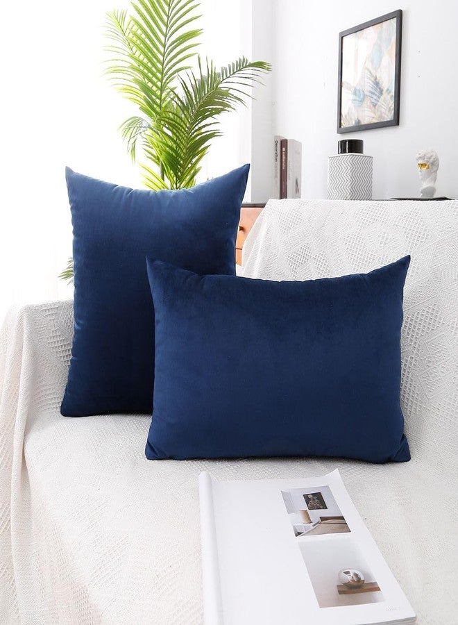 MoonRest - Pack of 2, Velvet Decorative Pillow Cover Set, Cozy Soft with Hidden Zipper Solid Color for Sofa Bedroom Car Couch Throw Pillow 16 x 16 Navy - Image 5