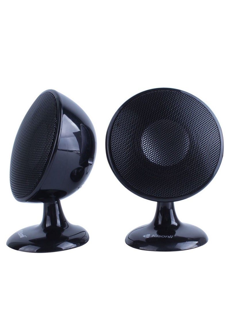 Kisonli - Kisonli 2-Piece USB Input Portable Mini Speaker Set Model Number S-888 Black For Computer And Mobile - Image 1