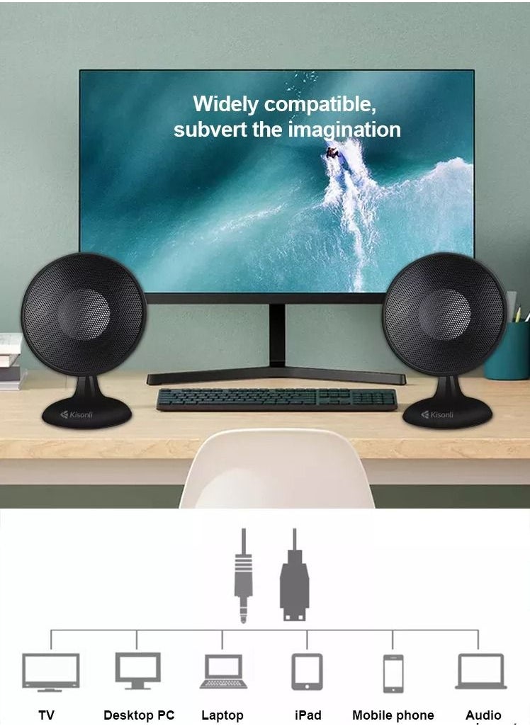 Kisonli - Kisonli 2-Piece USB Input Portable Mini Speaker Set Model Number S-888 Black For Computer And Mobile - Image 1