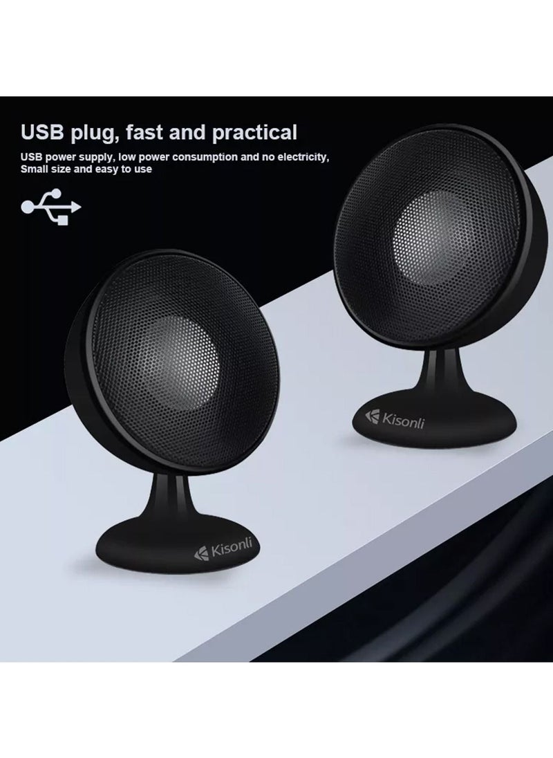 Kisonli - Kisonli 2-Piece USB Input Portable Mini Speaker Set Model Number S-888 Black For Computer And Mobile - Image 1