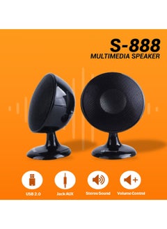 Kisonli 2-Piece USB Input Portable Mini Speaker Set Model Number S-888 Black For Computer And Mobile
