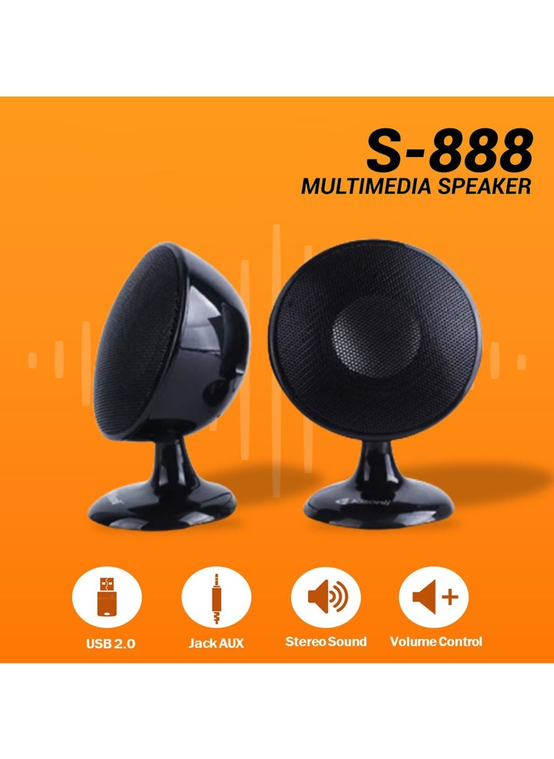 Kisonli - Kisonli 2-Piece USB Input Portable Mini Speaker Set Model Number S-888 Black For Computer And Mobile - Image 1