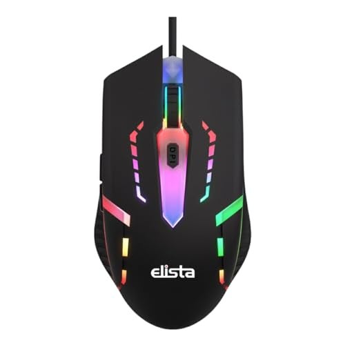 Elista RGB Wired Mouse for Laptop & PC | 3 DPI Levels (800/1000/1200) | USB Plug & Play | LED Light Mouse | Ergonomic Design | Budget Gaming Mouse - Image 1