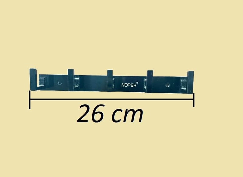 Nopex 5 Pin Bathroom Cloth Hooks Hanger Door Wall Bedroom Bathroom Robe Hooks Rail for Hanging Keys,Clothes,Towel Steel Hook (Pack of 2,Black) - Image 2