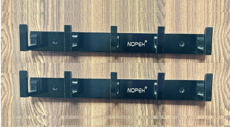 Nopex 5 Pin Bathroom Cloth Hooks Hanger Door Wall Bedroom Bathroom Robe Hooks Rail for Hanging Keys,Clothes,Towel Steel Hook (Pack of 2,Black) - Image 1
