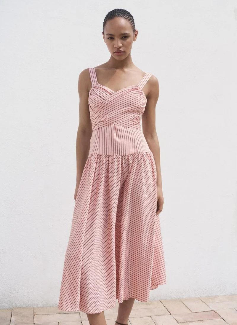 MANGO Striped wrap dress