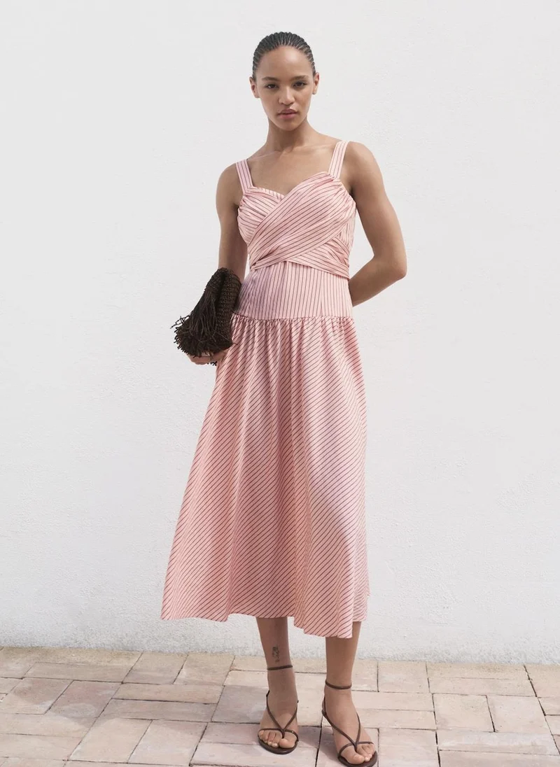 مانجو فستان ملفوف مخطط