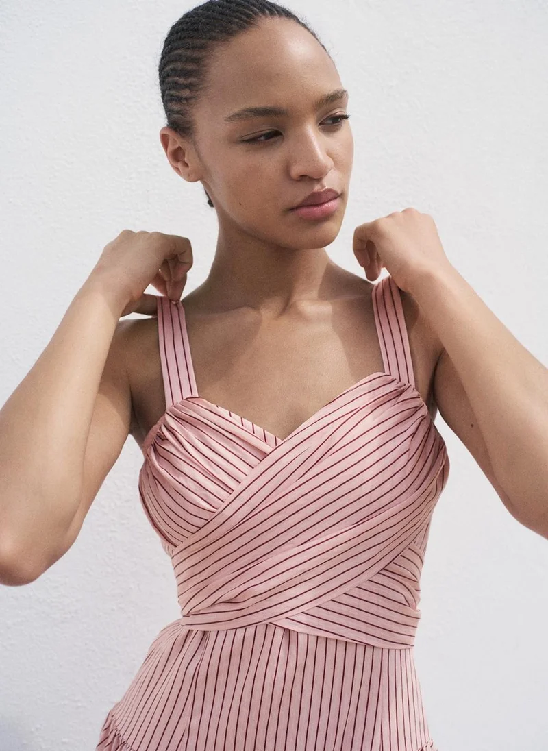 مانجو فستان ملفوف مخطط