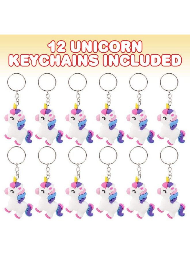 ArtCreativity Unicorn Rubber Keychains Set Of 12 Fun Key Chains For Backpack Purse Luggage Unicorn Birthday Party Favors For Kids Goodie Bag Fillers Small Prizes For Boys And Girls  - Image 3