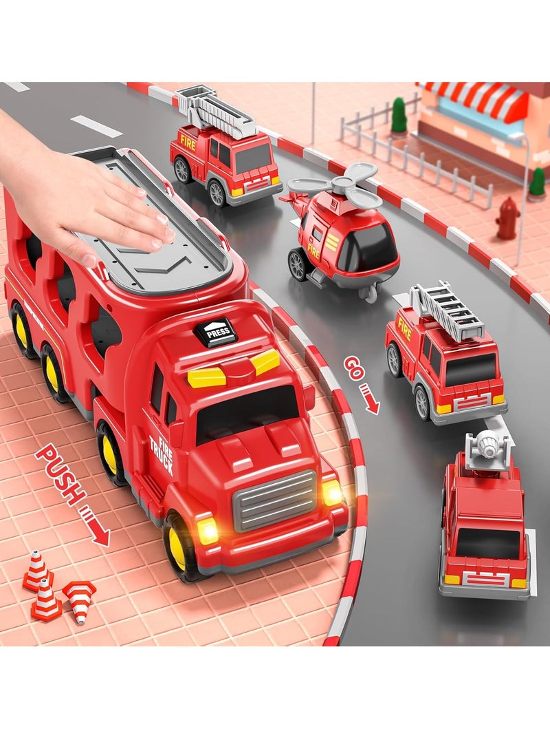 MarlaMall Fire Engine Toddler Toys for Boys 3-6 years old, Sensory Enlightenment Puzzle Toys, 7 in 1 Fire Engine Toys for Girls 3-6 years old, Christmas Birthday Gift Car Playset with Lights and Sounds - Image 5