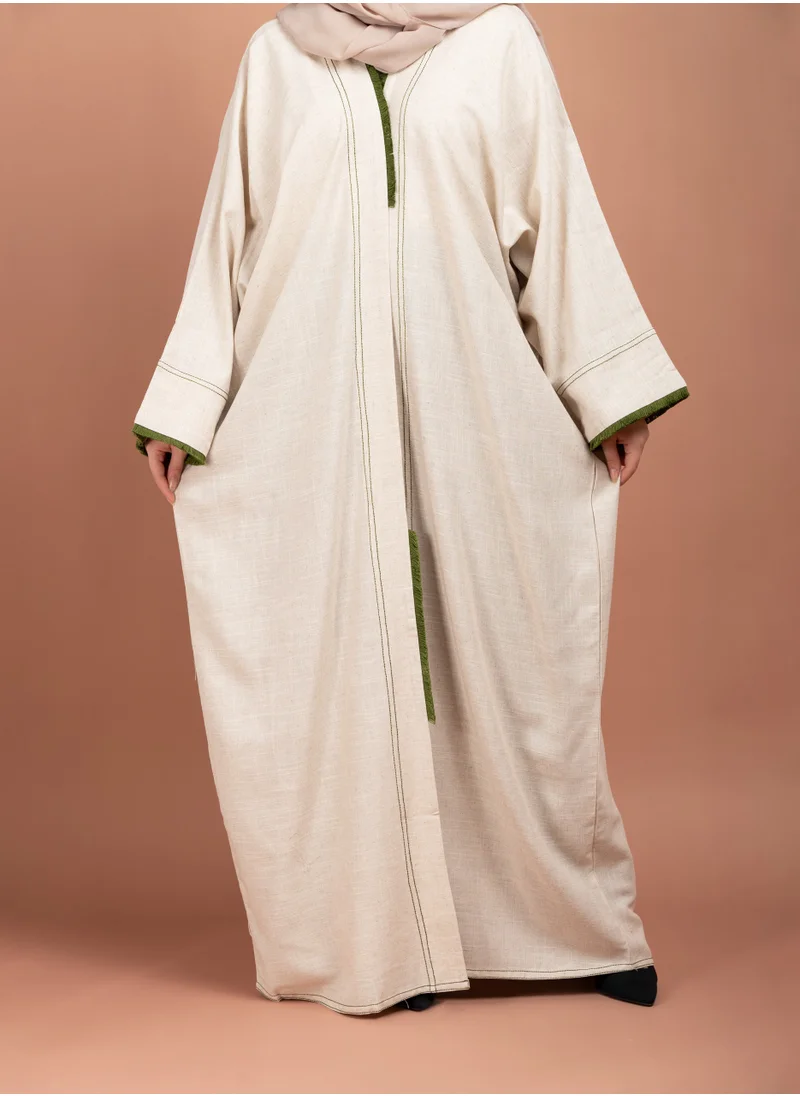 IKKXA Cream Lenin Emirati Abaya AIK5057