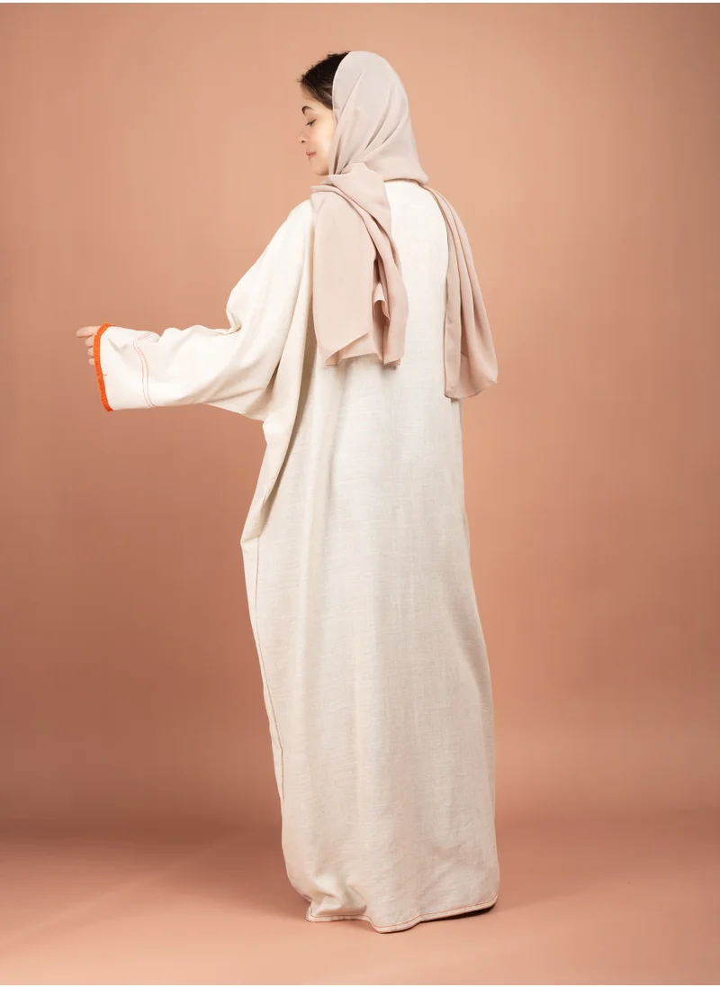IKKXA Cream Lenin Emirati Abaya AIK5057