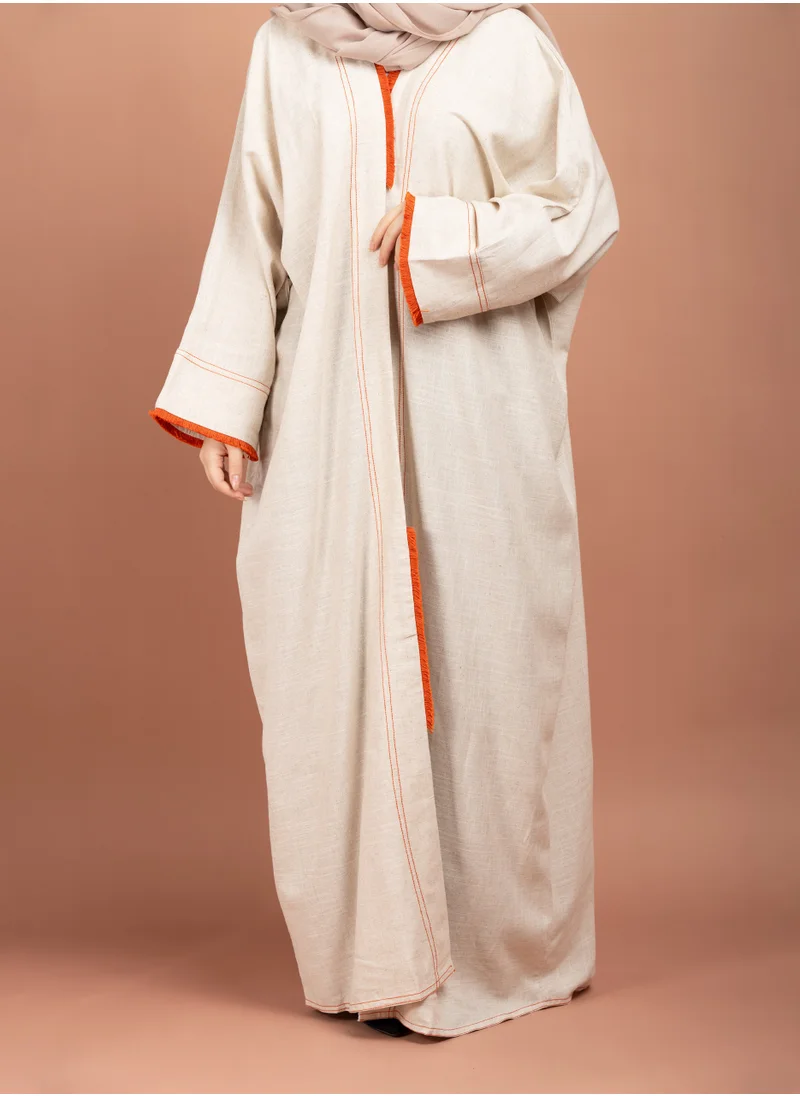 IKKXA Cream Lenin Emirati Abaya AIK5057