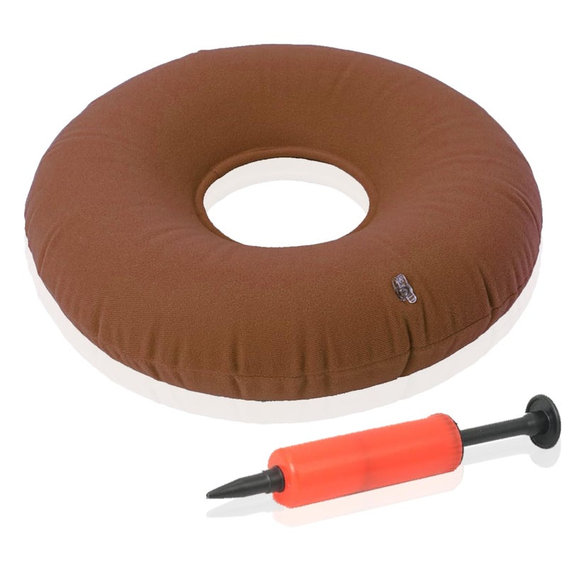 Dr. Frederick's Original Inflatable Donut Pillow - 15" Seat Cushion for Tailbone Pain, Hemorrhoids & Bed Sores â€“ Doctor-Developed for Postpartum, Prostatitis & Travel - Odor-Free, Durable Vinyl - Red - Image 1