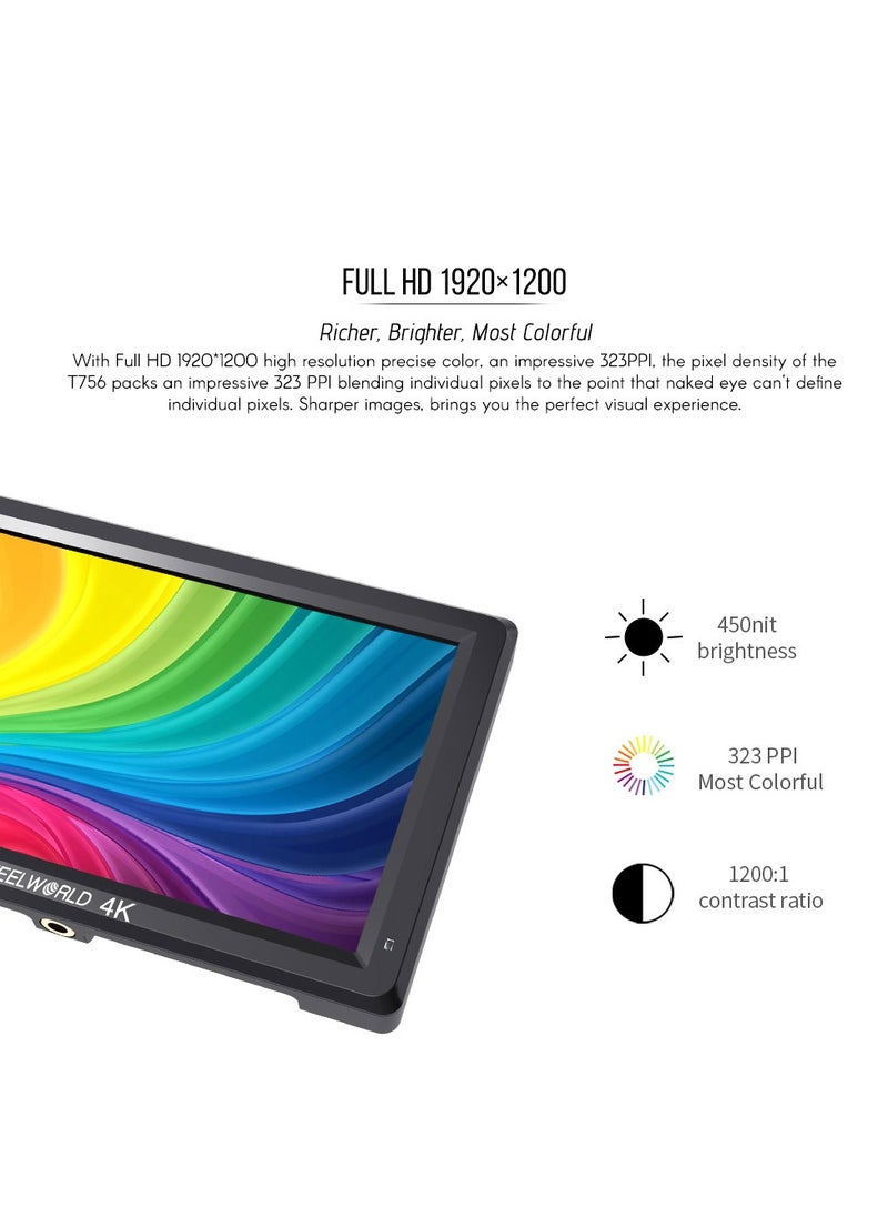 Feelworld - 7 Inch IPS Full HD 4K On-Camera Monitor 1920 * 1200 Resolution Support 4K Signal HD Input/ Output with Histogram Focus Assist Check Field Pixel to Pixel - Image 1