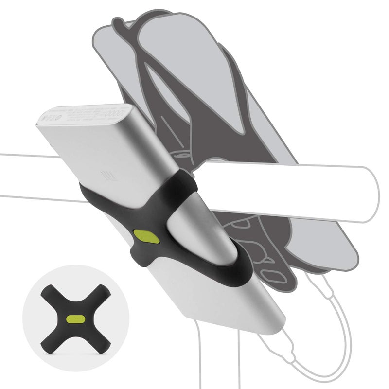 BONE Power Strap, Bicycle Power Bank Mount for Bike Tie Series, Scratch-Free Silicone Strap with Anti-Slip X-Shaped Design, Quick Setup Holder Compatible with Most Portable Chargers